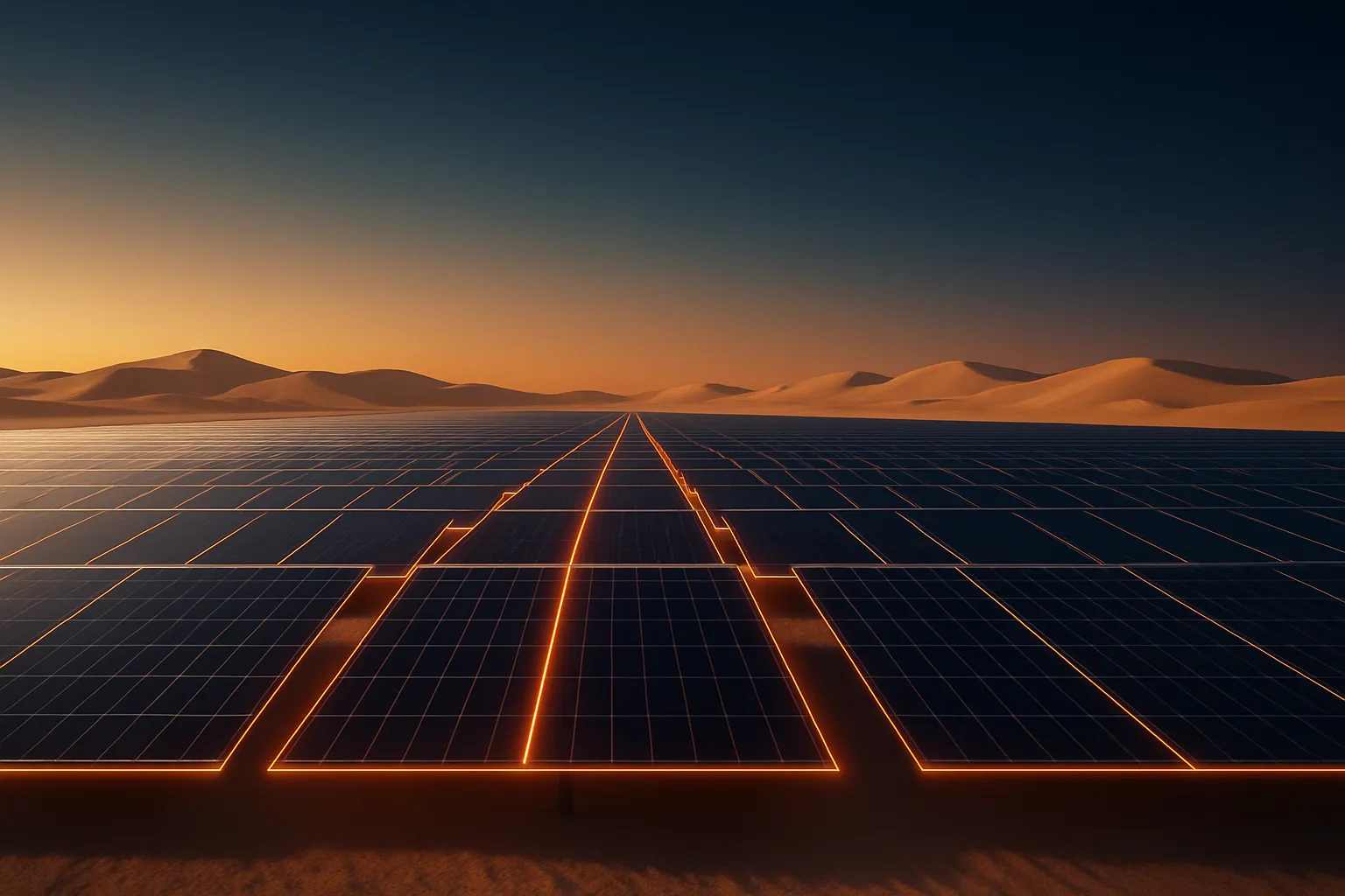 Desert Solar Farm - Golden Hour
